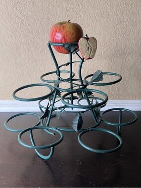 Vintage 1990s Apple Tree Fruit Stand, Metal Apple Holder, 11 Apple Rack, Kitchen